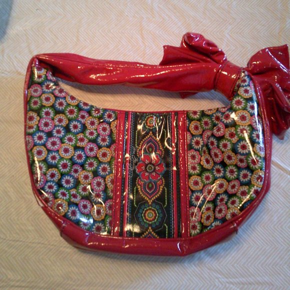 Boho Small PVC Zip Closure Bow Decor Purse - Picture 2 of 5